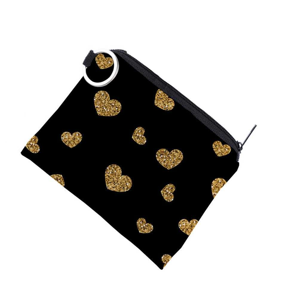 Cross-border Coin Purse Digital Printed Gold Love Pattern Water-repellent Portable Coin Earphone Key Case