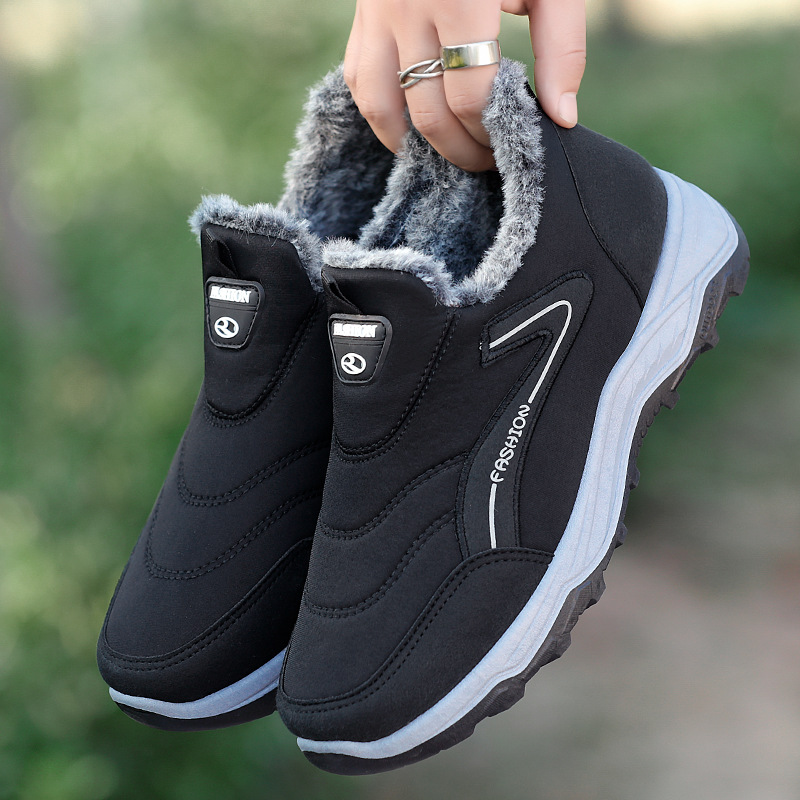 Winter New Cotton Shoes Fleece Thickened Men's Fashion Snow Boots Waterproof Warm Extra Thick Middle-aged and Elderly Soft Bottom Boots