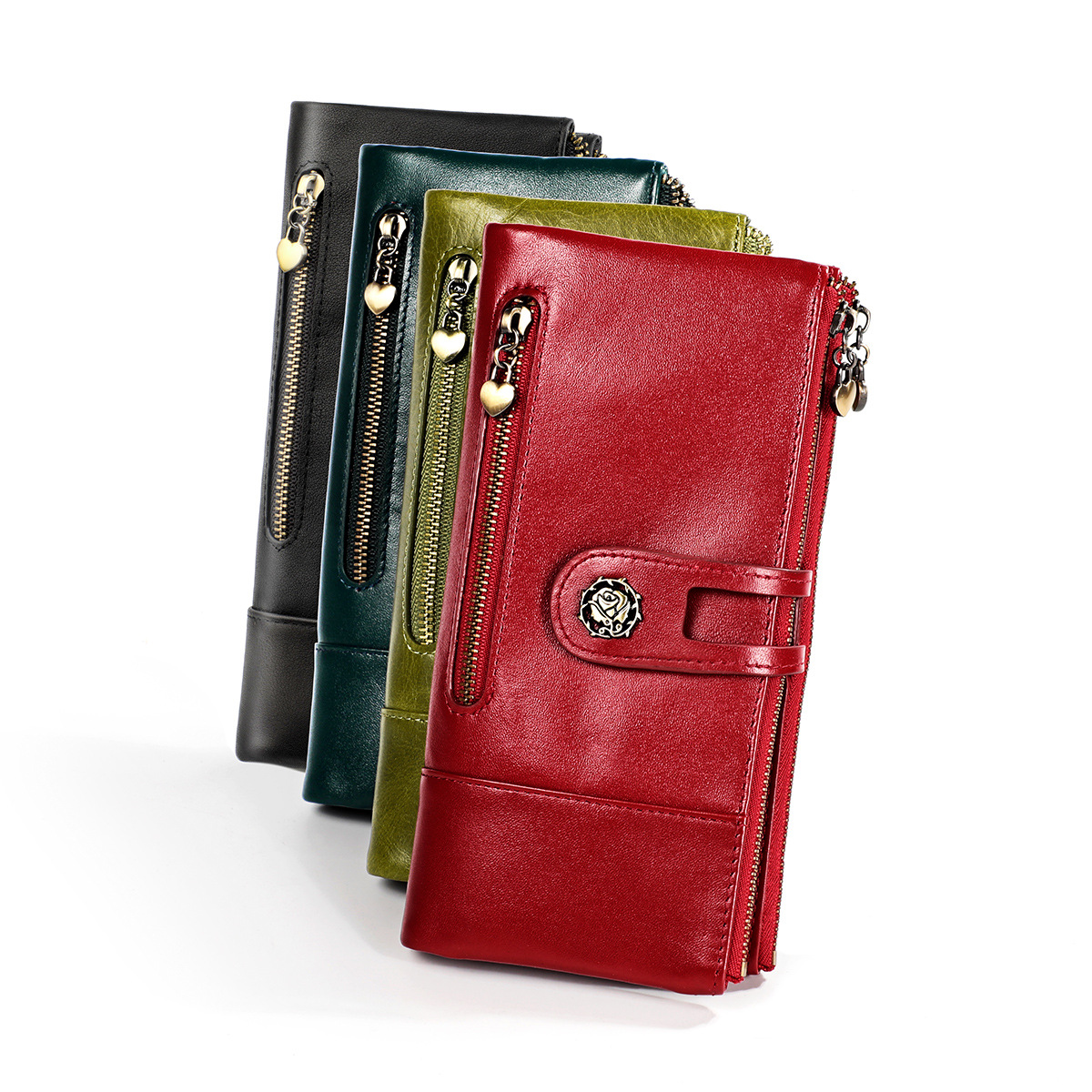 Cross-border rfid Anti-theft Brush Long Wallet Vintage Genuine Leather Women's Wallet Korean Style Fashion Change Clutch Bag
