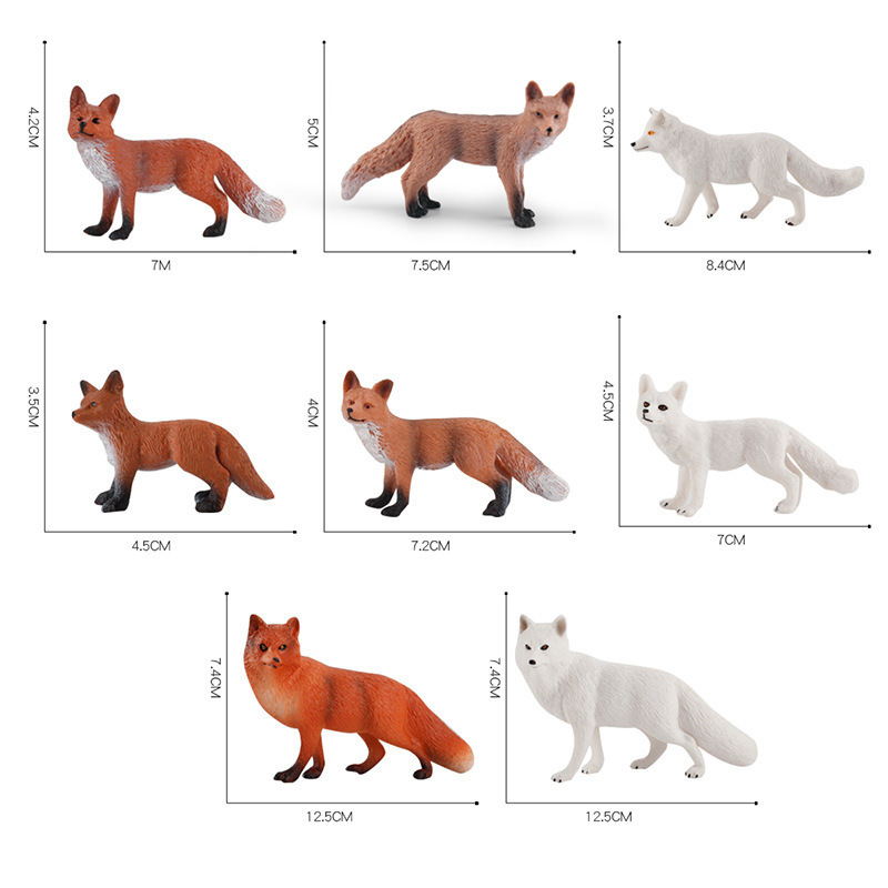 跨境仿真实心野生狐狸模型赤狐大白狐北极狐红狐静态儿童手办摆件