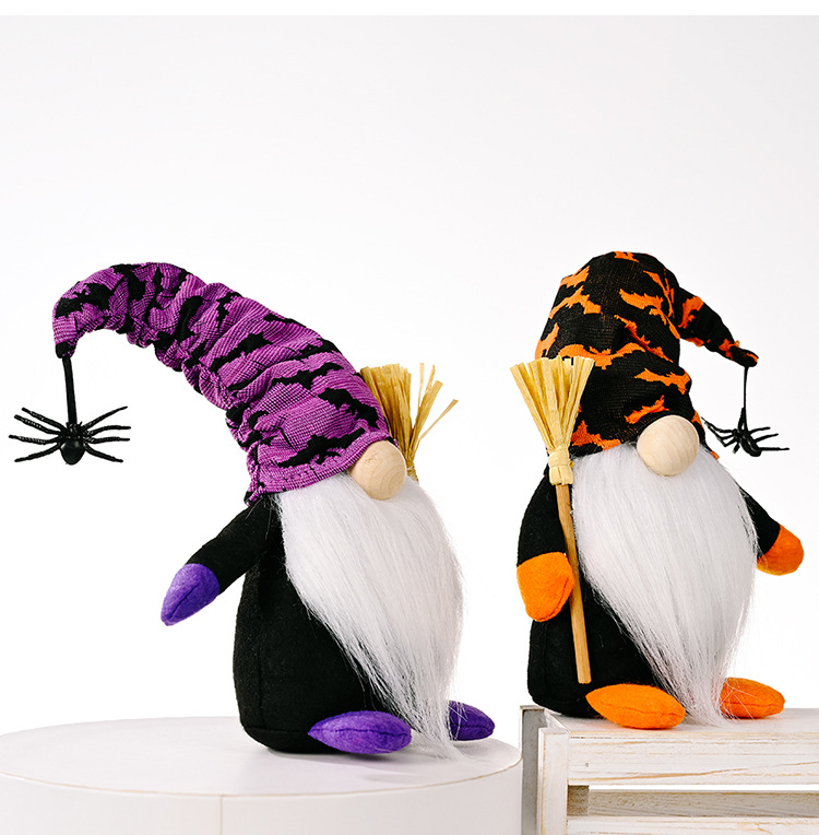 Cross-border New Halloween Decorations Halloween Broom Rudolph Standing Doll Home Window Halloween Decorations_voghion.com