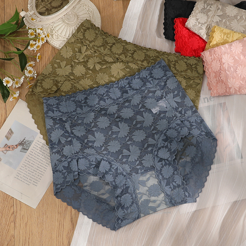 Lace Panties for Women Sexy Girls Born Mulberry Silk Crotch Large Size Lightweight Breathable High Waist Pure Triangle Shorts for Women
