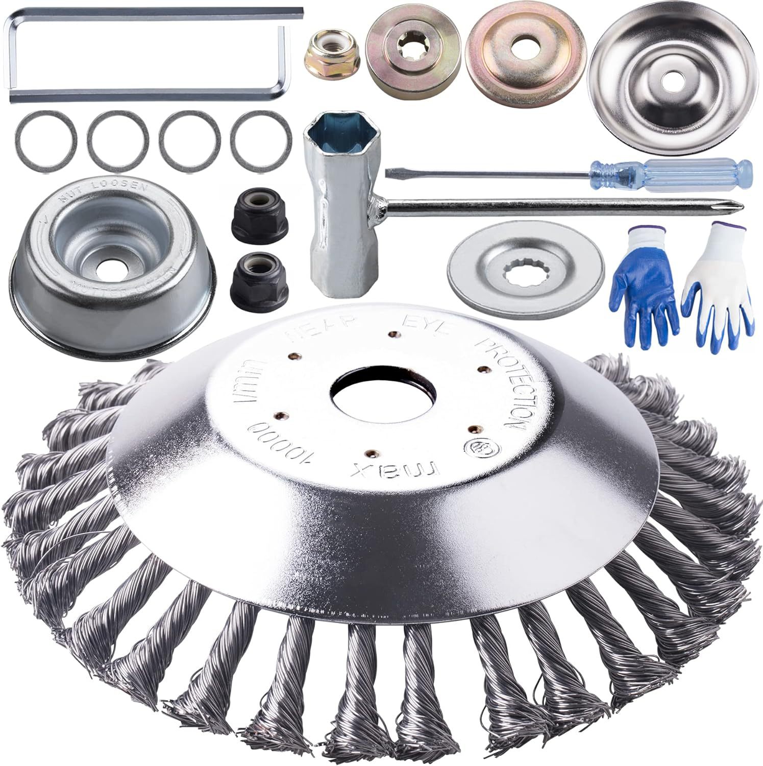 Cross-border new 10-inch steel wire straw head weeding disc rotating steel wire weed trimming headband universal adapter
