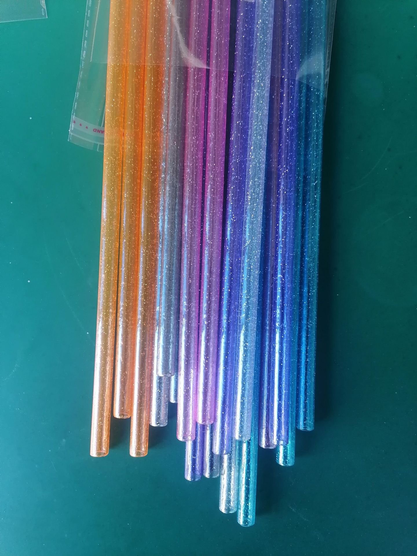 Glitter Straw Cross-border Hot Sale in stock Various Colors PETG Food Grade Material Reusable Drinking Straw