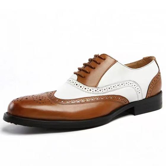Men's Leather Shoes Men's Plus Size Business Dress British Style Brock All-match Youth Casual Carved Men's Cross-border Shoes