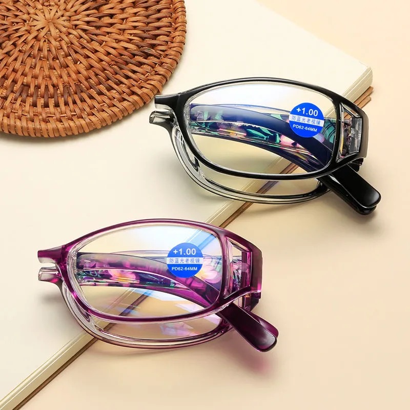 Anti-Blue Light Foldable Presbyoscopic Glasses Women's High-Definition Ultra-Light Fashionable Portable Anti-Blue Light Presbyoscopic Glasses for the Elderly