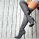 20 Winter High Suede Long High Heel Thin Heel Viscose Shoes European and American Over-the-knee Women's Pointed Fashion Boots