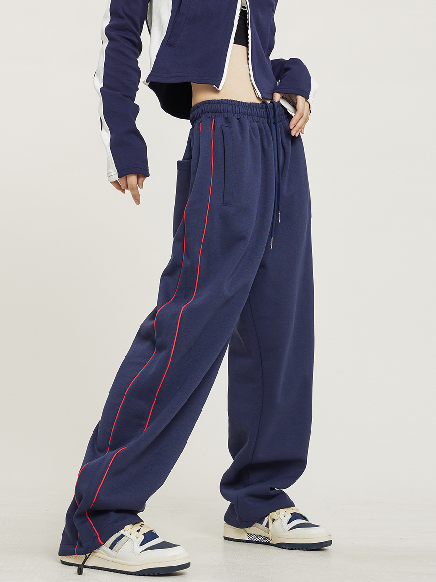High Street Retro Hip-hop Sports Pants for Men and Women Autumn and Winter Loose American vintage Casual Floor-mopping Hip-hop Sweatpants for Women