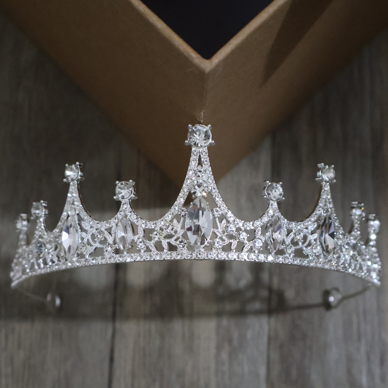European and American Cross-border Bride Crown Headwear Hair Accessories Rhinestone Fashion Queen Wedding Accessories Princess Ball Crown Hair Band