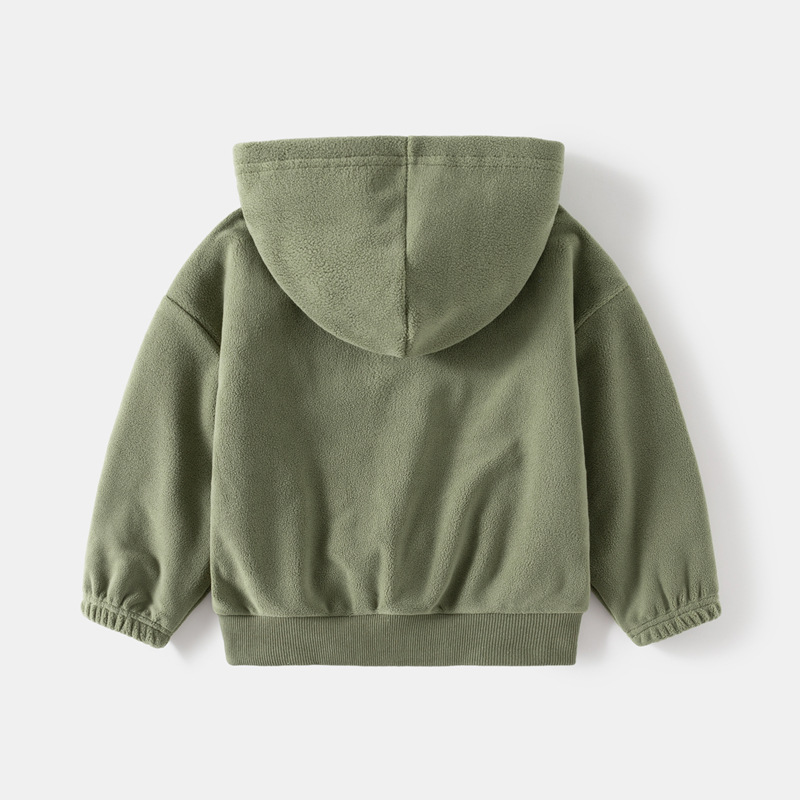 Children's Velvet Coat 2023 Autumn and Winter New Boys' Embroidered Zipper Shirt Baby's Double-Sided Austrian Grain Velvet Hoodie