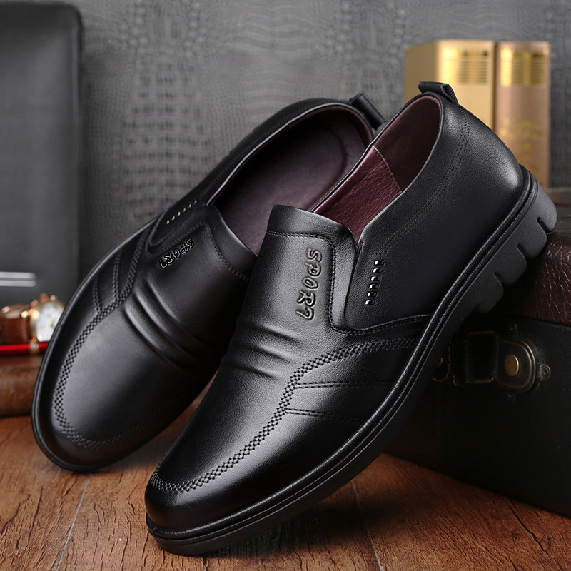 Business Leather Shoes 2023 New Men's Business British Casual Shoes Men's Korean-style Fashionable All-match Middle-aged Dad Shoes