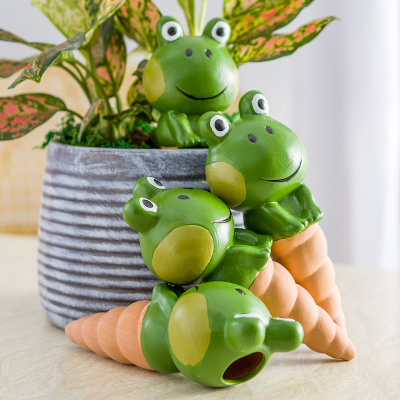 Increasing Red Ceramic Big Head Frog Sedizer Flower Watering Device Lazy Drip Irrigation Device Drip Water Device Cross-border Special Supply