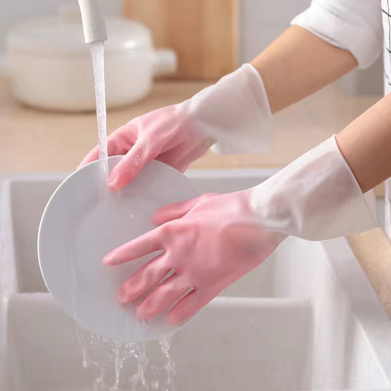 Kitchen Dish Washing Gloves Household Rubber Gloves Women's Waterproof Hook-proof Rubber Durable Gloves Household Gloves