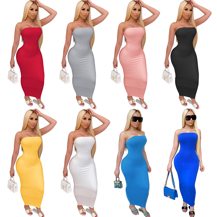 2020 foreign trade new wish Amazon ebay popular tight tube top high elasticity dress