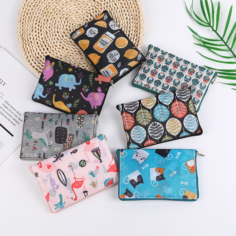 Shopping bag spot flower cloth zipper bag foldable shopping portable environmental protection supermarket outdoor Oxford cloth bag wholesale