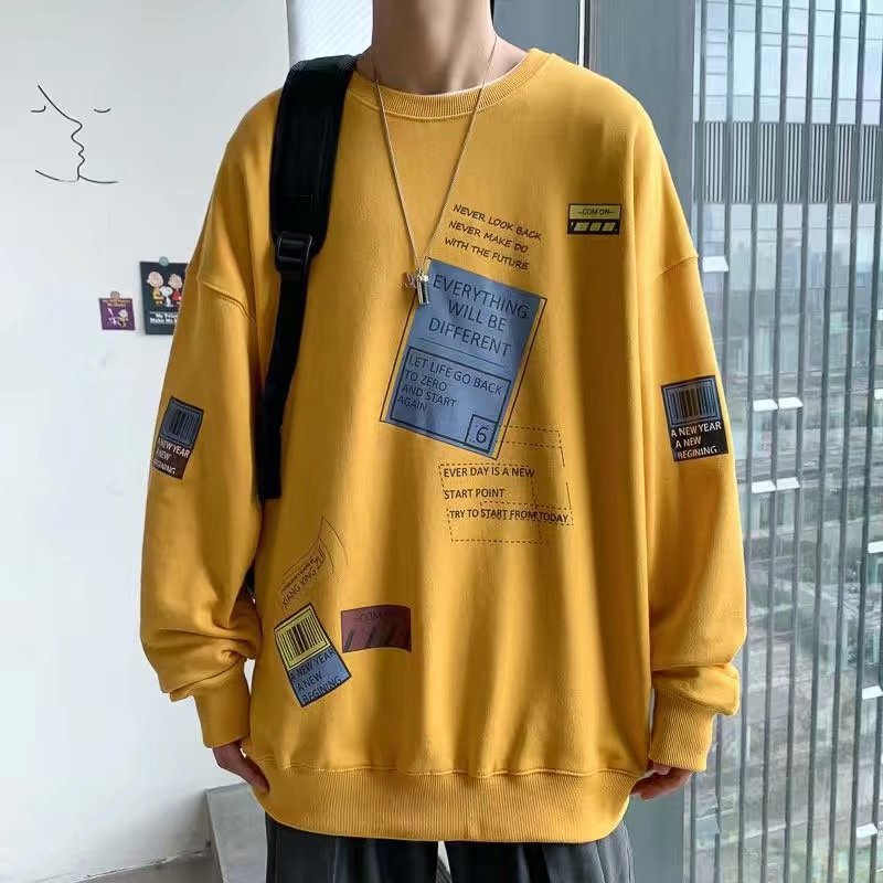 Round Neck Thin Sweater Men's Trendy ins Hong Kong Style Spring and Autumn Coat Korean Style Trendy Loose bf Lazy Style Clothes