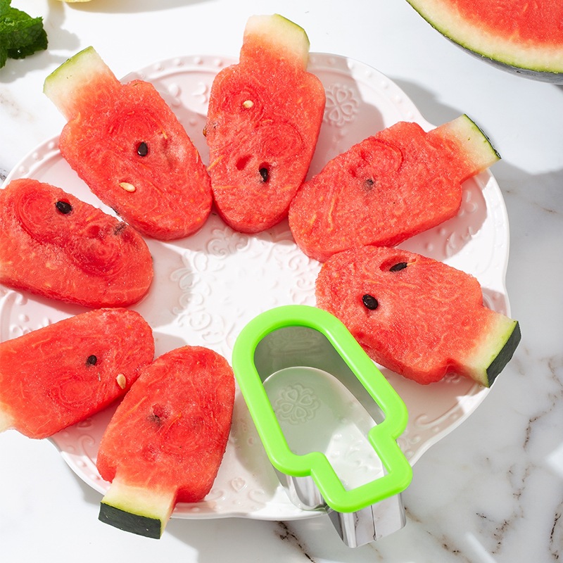 Direct Manufacturer Supply Simple Fruit Platter Creative Ice Stick Popsicle Mold Watermelon Slice Cutter Stainless Steel Fruit Tool
