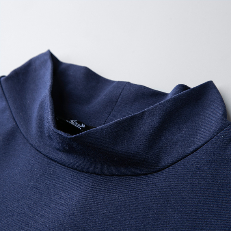 A generation of spring and summer men's half-high collar milk silk short sleeve slim T-shirt men's high collar trend base shirt