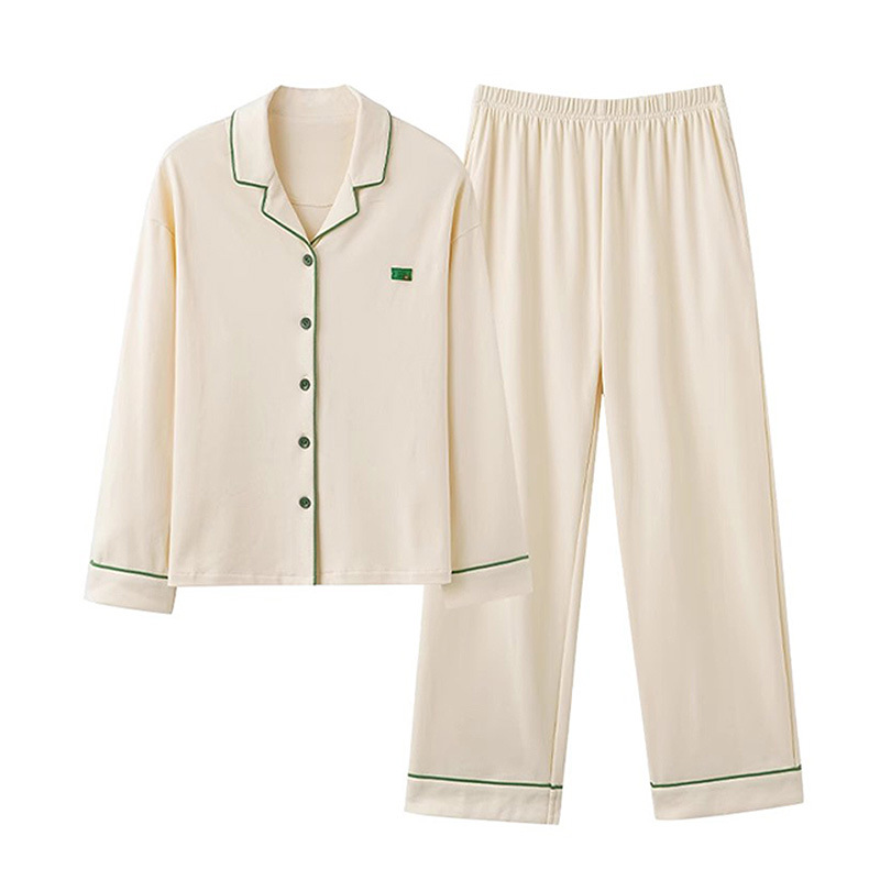 Pure Cotton Pajamas Women's Spring and Autumn Long Sleeve 2024 New Women's plus size Solid Color Autumn and Winter Home Clothes suit Can Wear