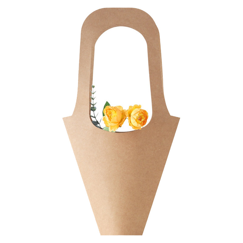 Kraft Paper Portable Bouquet Bag Flower Bouquet Gift Bag Valentine's Day 520 Simple Portable Kraft Paper Bag