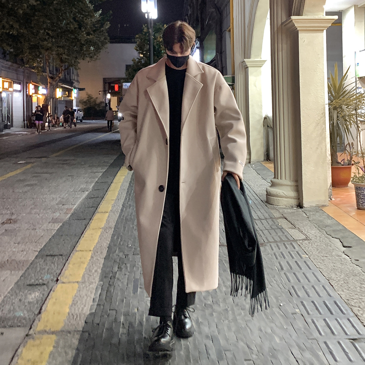 Korean style British style woolen coat 2023 autumn and winter mid-length over-the-knee trench coat F627