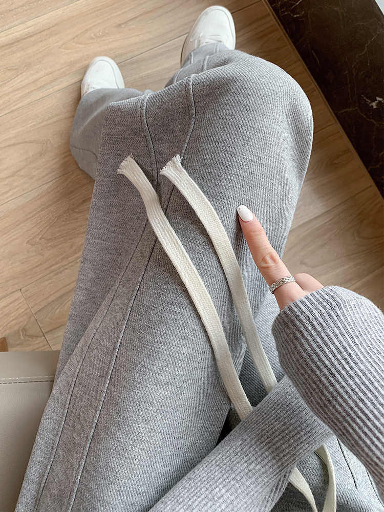 Grey Sports Pants Women's Spring and Autumn 2024 New High Waist Slimming Pants Loose Straight Pants Casual Slimming Wide Leg Pants