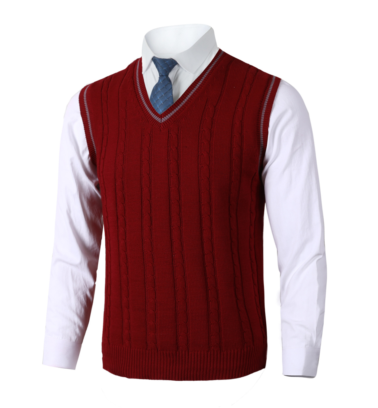 New Men's waistcoat knitted vest sleeveless casual plus size men's foreign trade V-neck thickened vest bottoming shirt