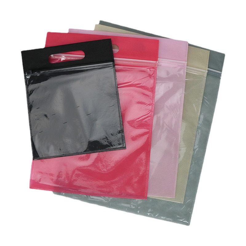 Spot non-woven zipper bag handbag clothing packaging bag wholesale self-sealing bag non-woven transparent zipper bag