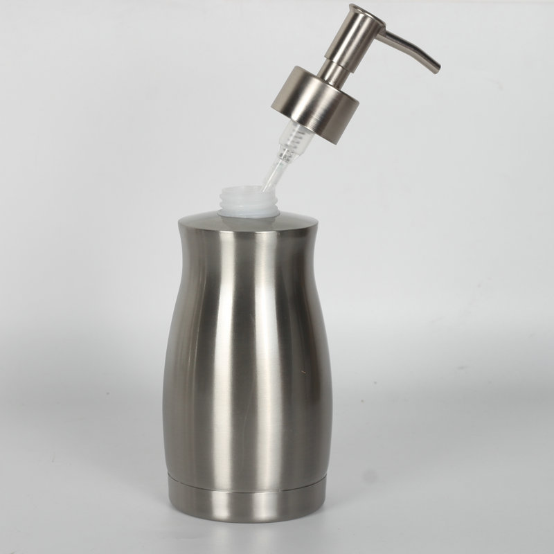 In stock wholesale household 304 stainless steel lotion bottle 400ml manual soap dispenser bathroom hand sanitizer bottle