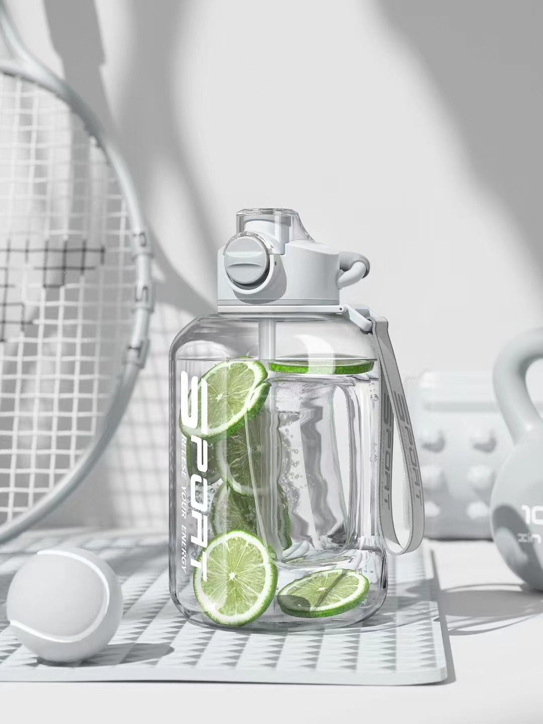 Super Capacity Ton Ton Barrel Water Cup Summer Sports Men's and Women's High Color Value Kettle High Temperature Resistant Plastic Space Cup