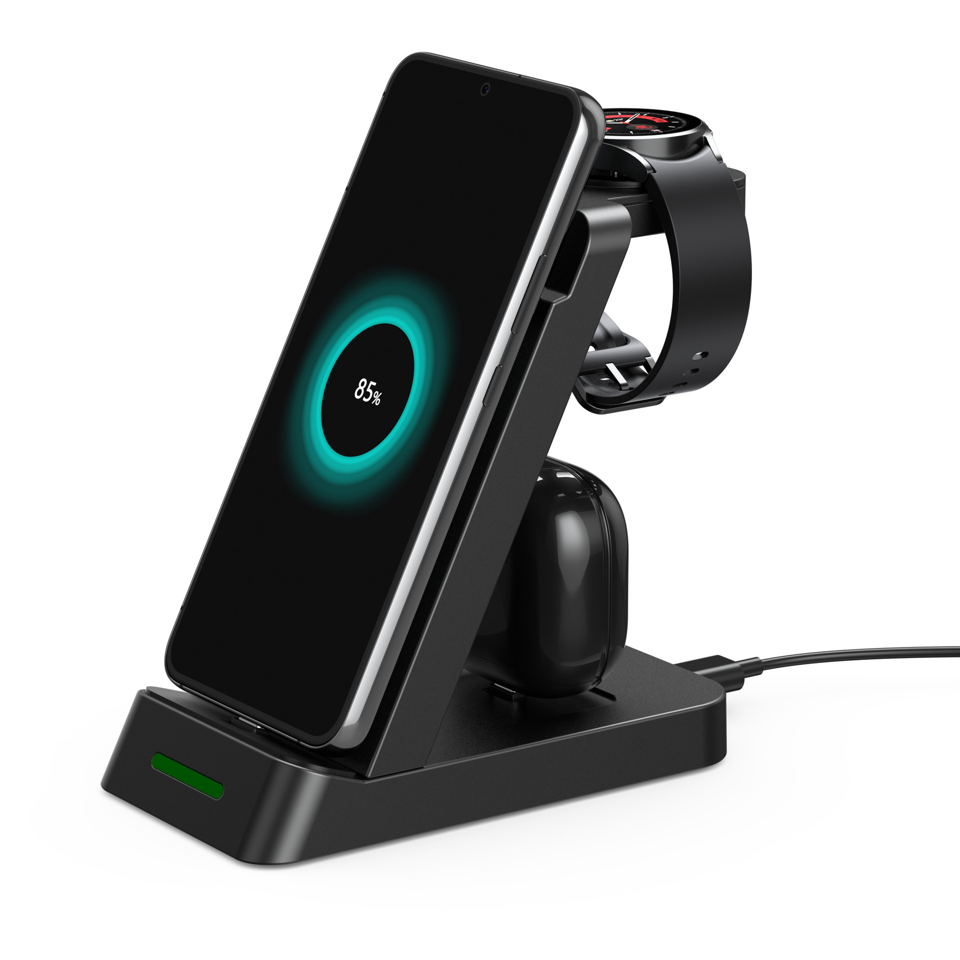 Suitable for Apple Samsung mobile phone watch headset three-in-one charging seat charging vertical desktop mobile phone charging station