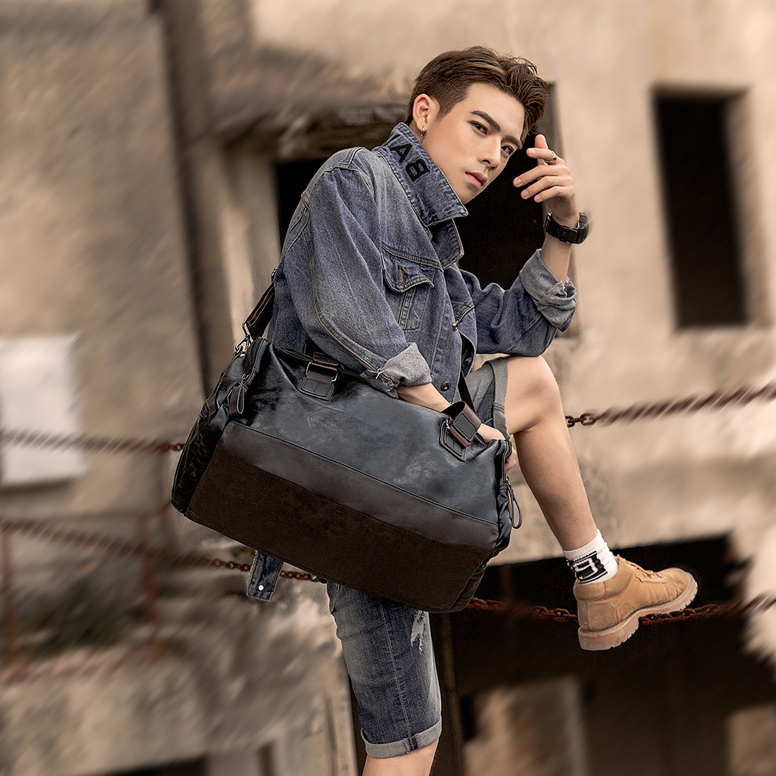 2023 New Men's Bag Fitness Bag Shoulder Crossbody Bag Men's Handbag Trendy Pu Leather Large Capacity Travel Bag Batch