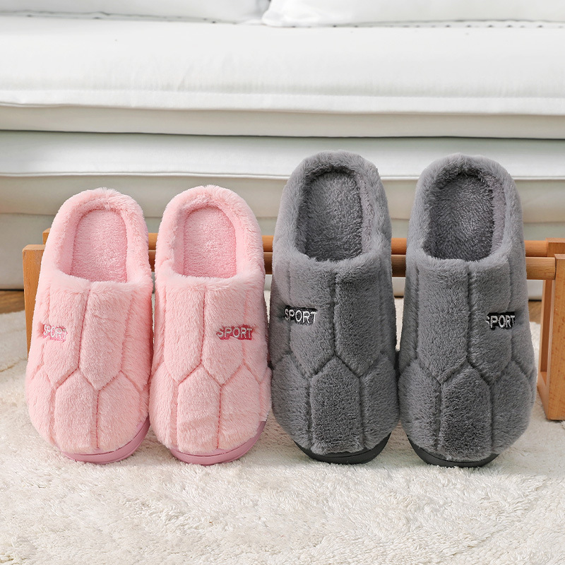 Cotton slippers women's plush cute warm home wool slippers men's couple winter indoor non-slip cotton slippers