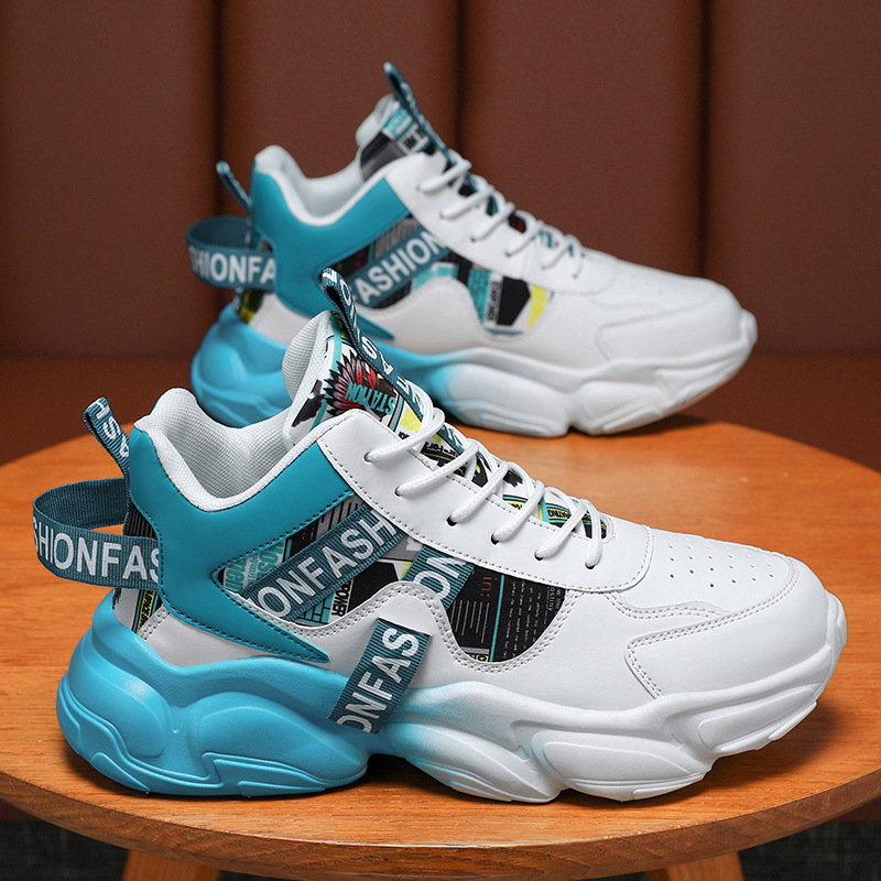Spring Men's Shoes New breathable high-top shoes men's fashionable all-match hidden height sneaker casual daddy fashion shoes