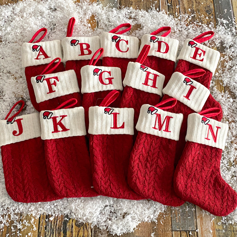 2023 spot foreign trade exquisite Christmas socks wool knitted Christmas socks letter socks Christmas pendant gift bag wholesale