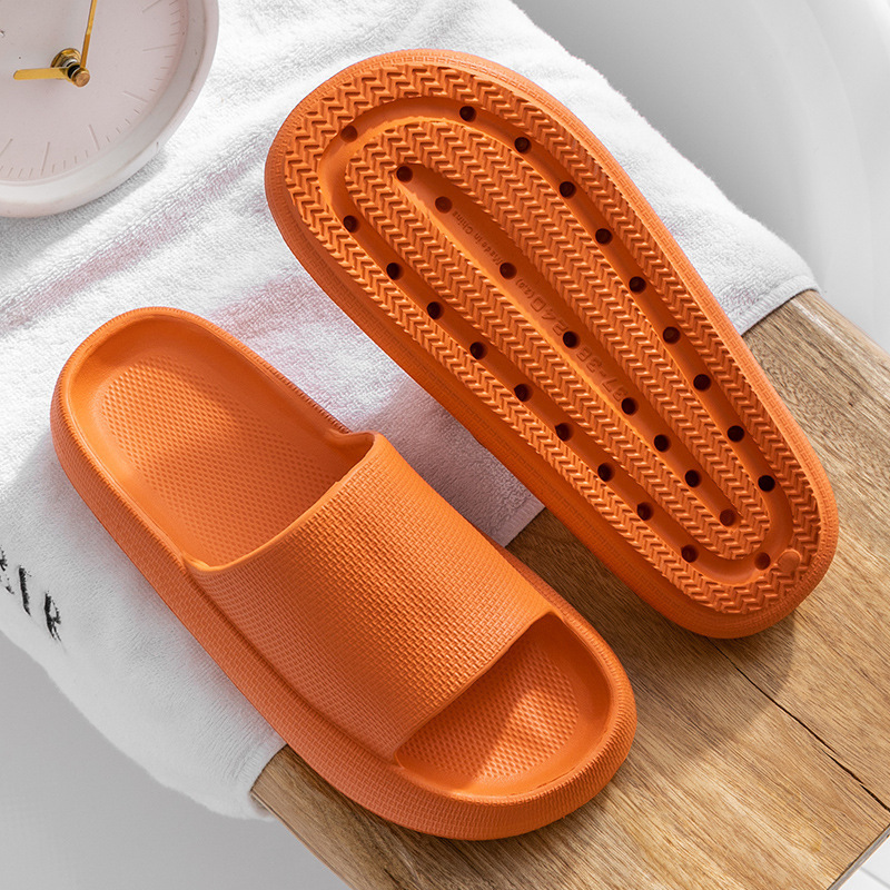 Stomping excrement-feeling thick-soled rubber slippers Internet-famous home female Summer Lovers one-word home indoor slippers