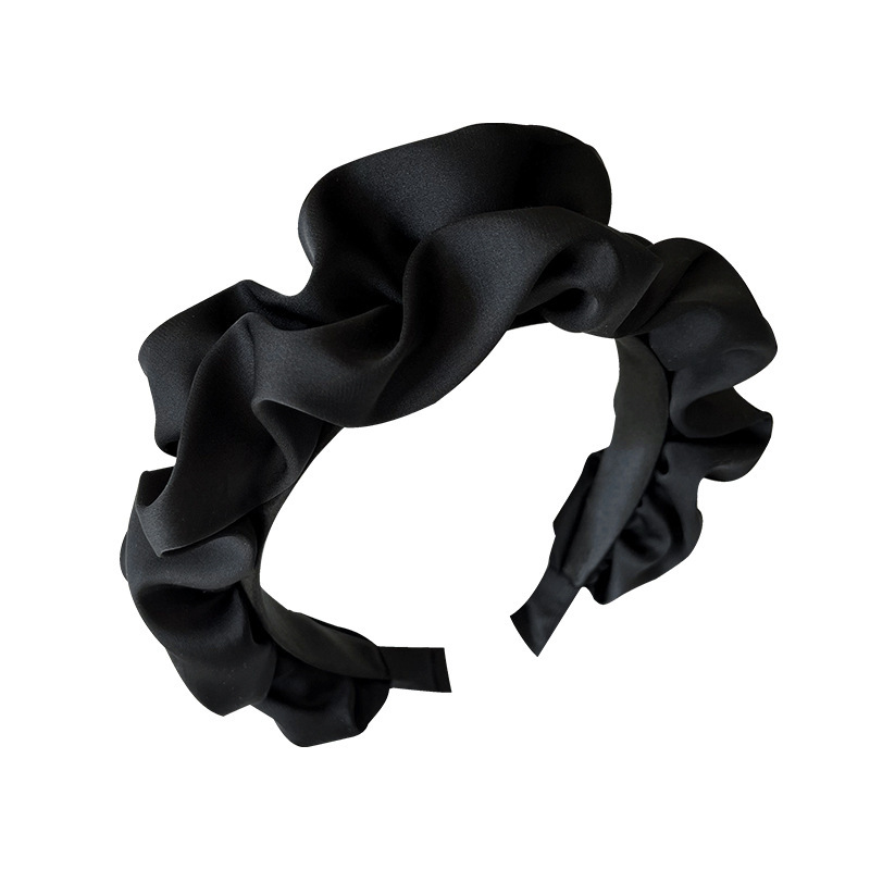 French Retro Black Pleated Headband Female Elegant All-match Hair Tie High Cranial Top Headwear High Sense Face Small Headband