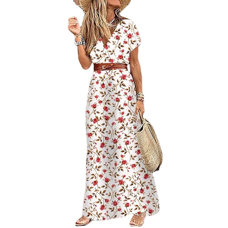 2020EBAY AliExpress WISH hot sale women's fashion boho v-neck floral dress