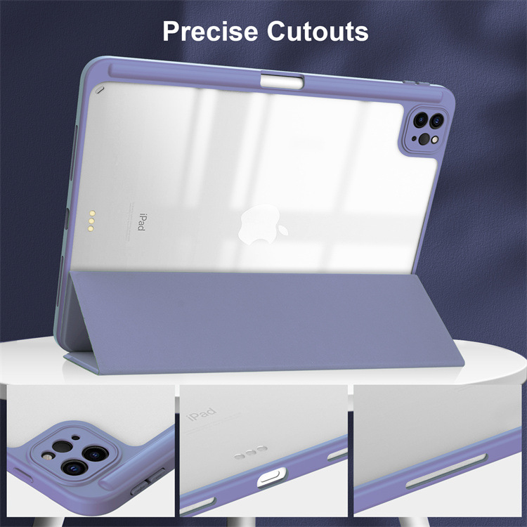 For ipadpro2022 protective case with Pen slot 10.2 acrylic 10.9 flat leather case for ipad protective case