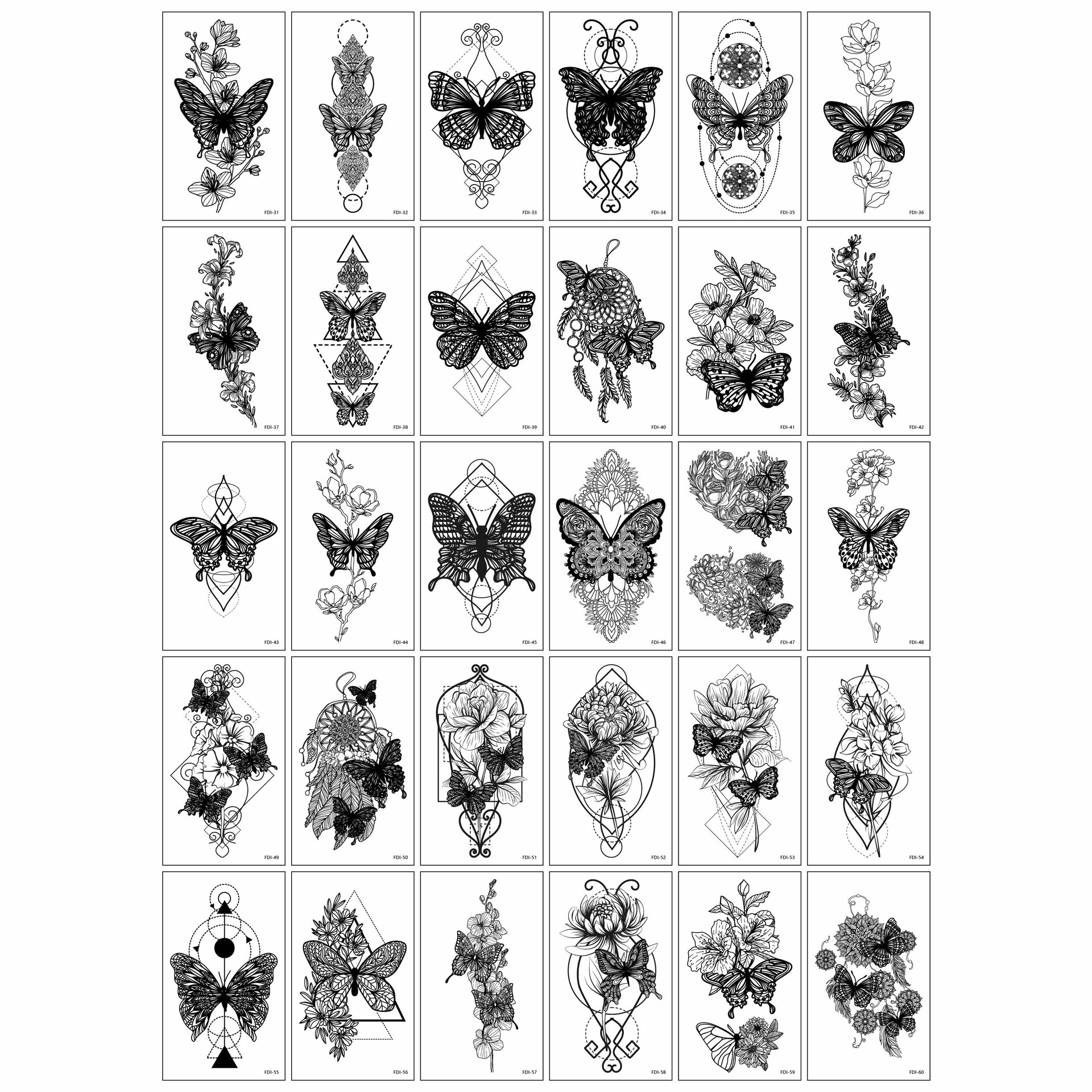 Cross-border European and American New Diablo Butterfly Tattoo Sticker Sexy Female Imitation Clavicle Arm Cover Scar Temporary Tattoo Sticker
