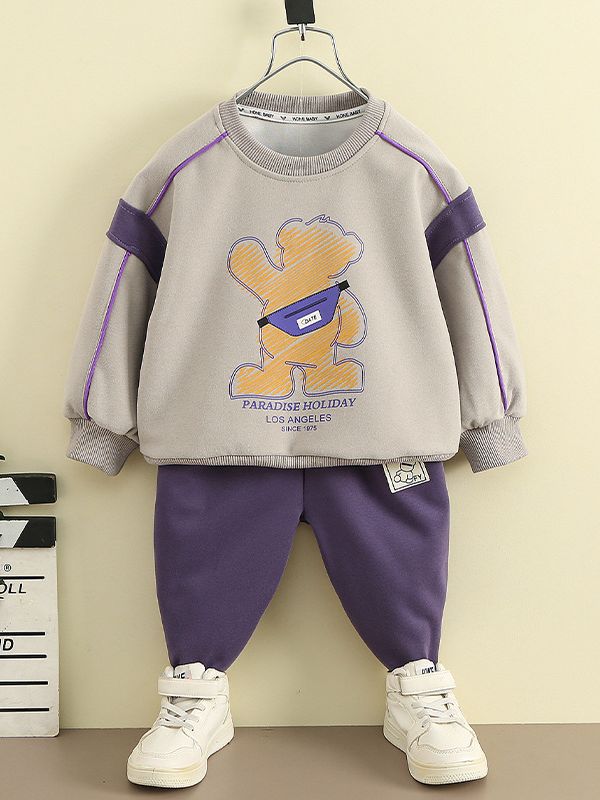 4236 boys' Autumn Sweater suit 2023 new children's sports clothes spring and autumn fashionable baby boys' fried Street