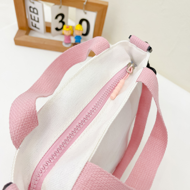 Children's Bag Boys and Girls Stylish Fashion Handbag All-match Canvas Bag Travel Zipper Shoulder Cartoon Handbag
