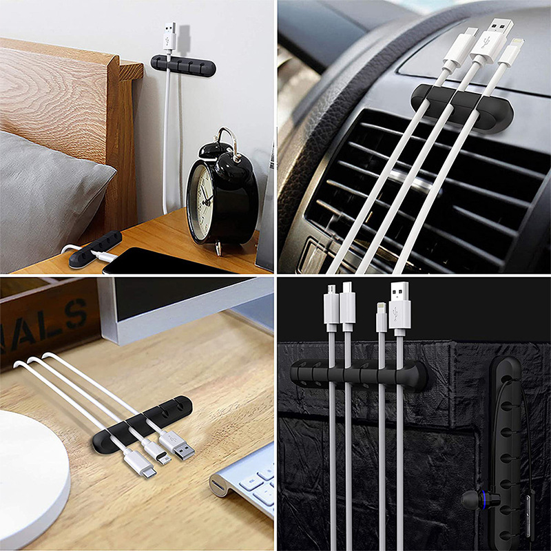 Factory direct data cable storage buckle anti-winding desktop silicone organizer headset Winder car gripper