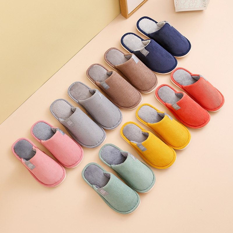 2024 cloth standard floor drag corduroy non-slip home shoes a generation of in stock warm toe couple cotton slippers