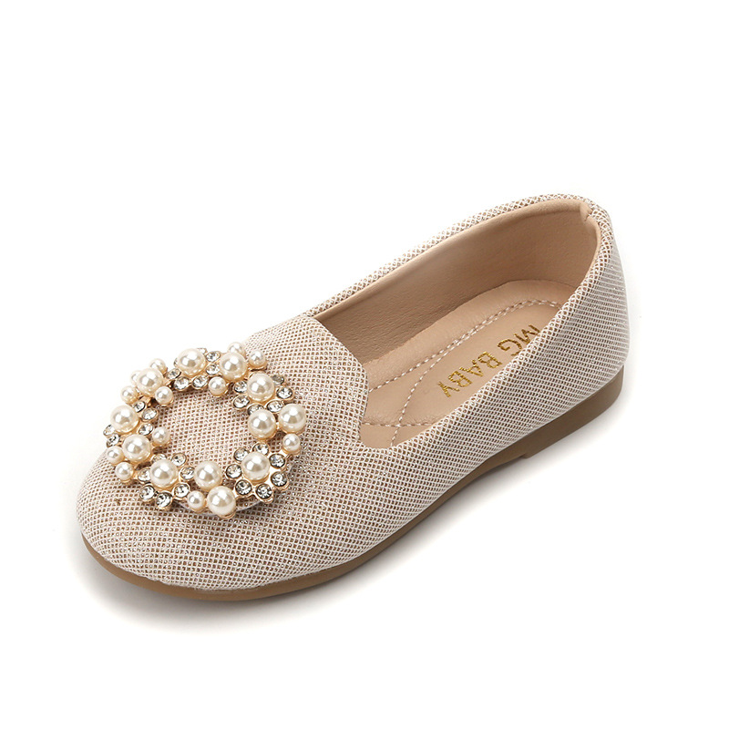 Cute Pearl Metal Buckle Girls' Princess Shoes Large Children's Slip-on Children's Small Leather Shoes Autumn Children's Shoes