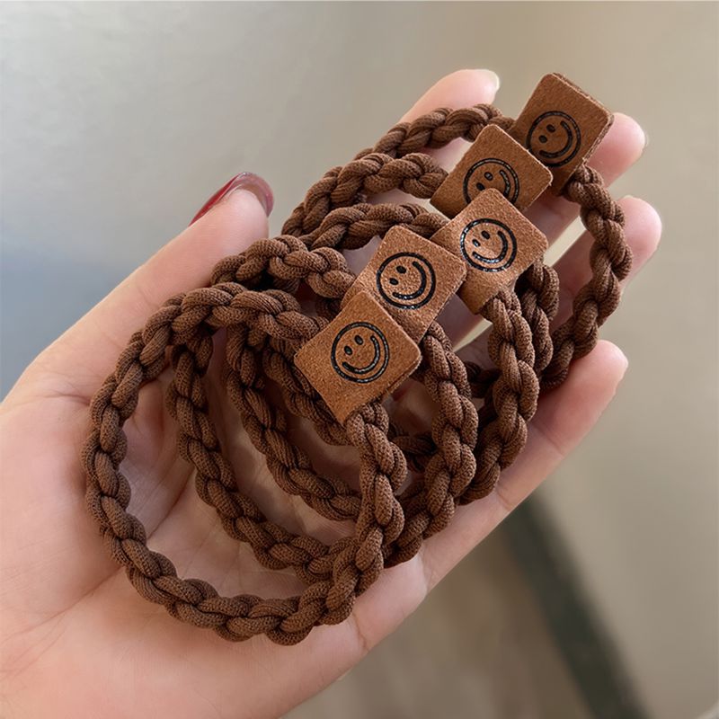 Card Smiley Face Hair Ring High Sense Twist Braided Head Rope High Elastic Rubber Band Women's Hair Rope Tie Rope Hair Accessories Wholesale