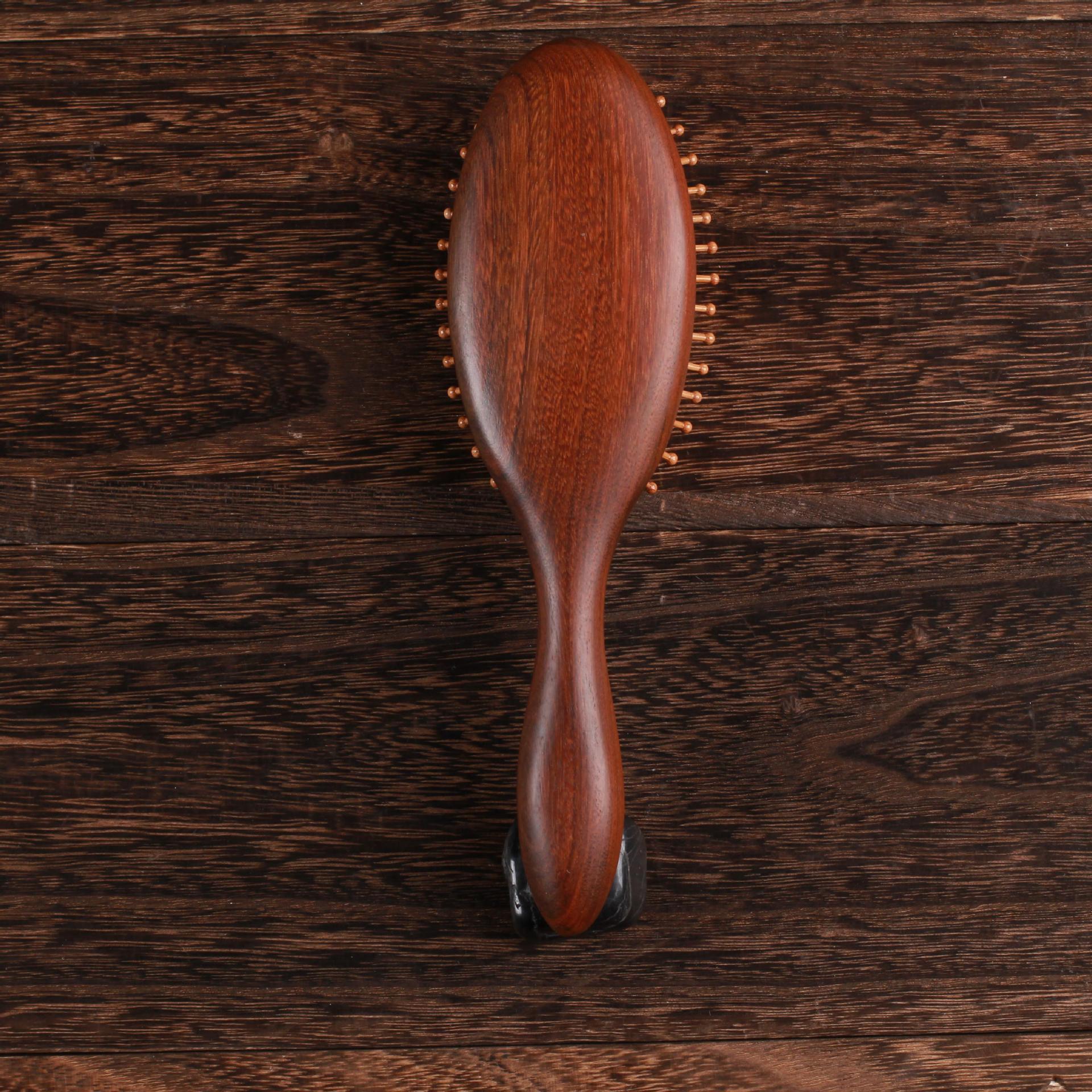 Factory gold sandalwood air cushion comb large thickened round handle scalp massage hair comb sandalwood airbag comb wholesale