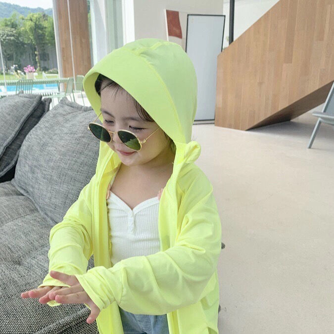 Children's Sunscreen Clothing Summer Hooded Sunscreen Clothing Ultraviolet Protection Thin Ice Silk Children's Sunscreen Clothing Baby Air-conditioning Shirt