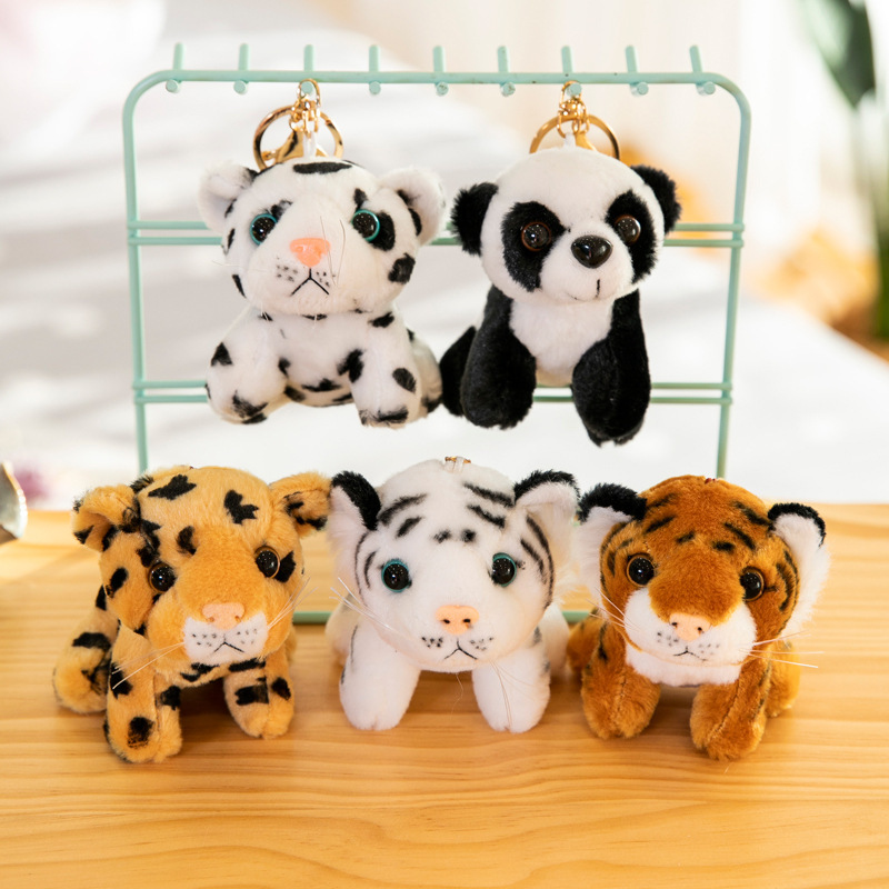 Simulation Little Tiger Plush Toy Keychain Cute Northeast White Tiger Doll Doll Bag Pendant Children's Gift