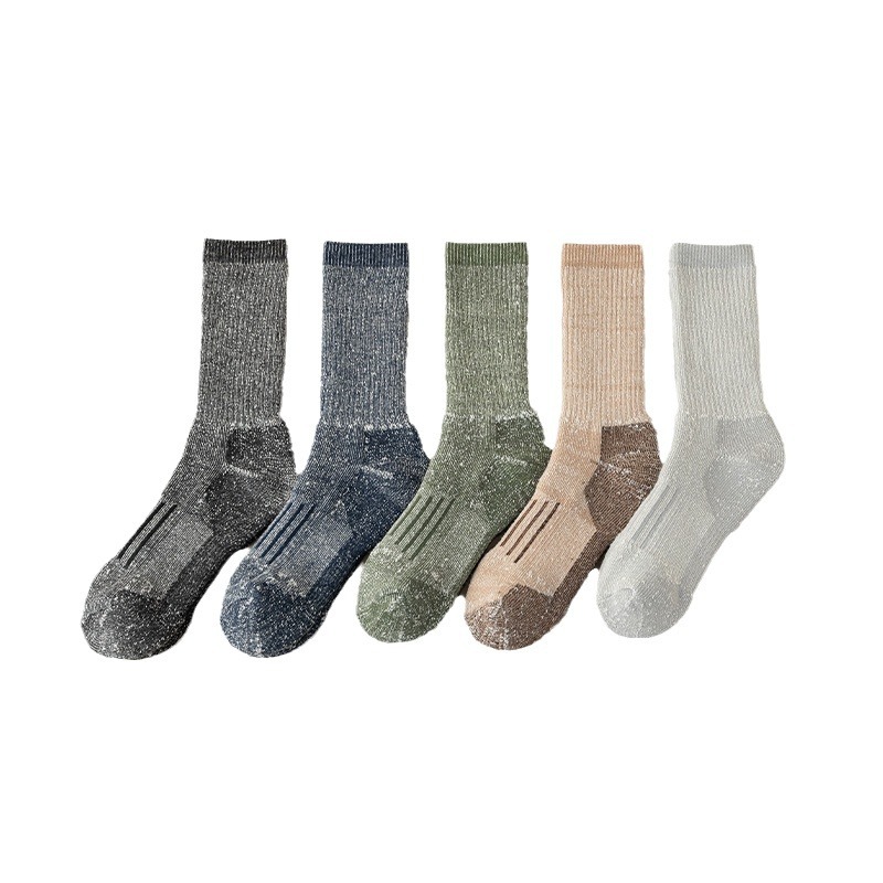 Autumn and Winter new socks men's mid-calf socks slub yarn towel bottom sports socks thickened fleece-lined warm Men's stockings